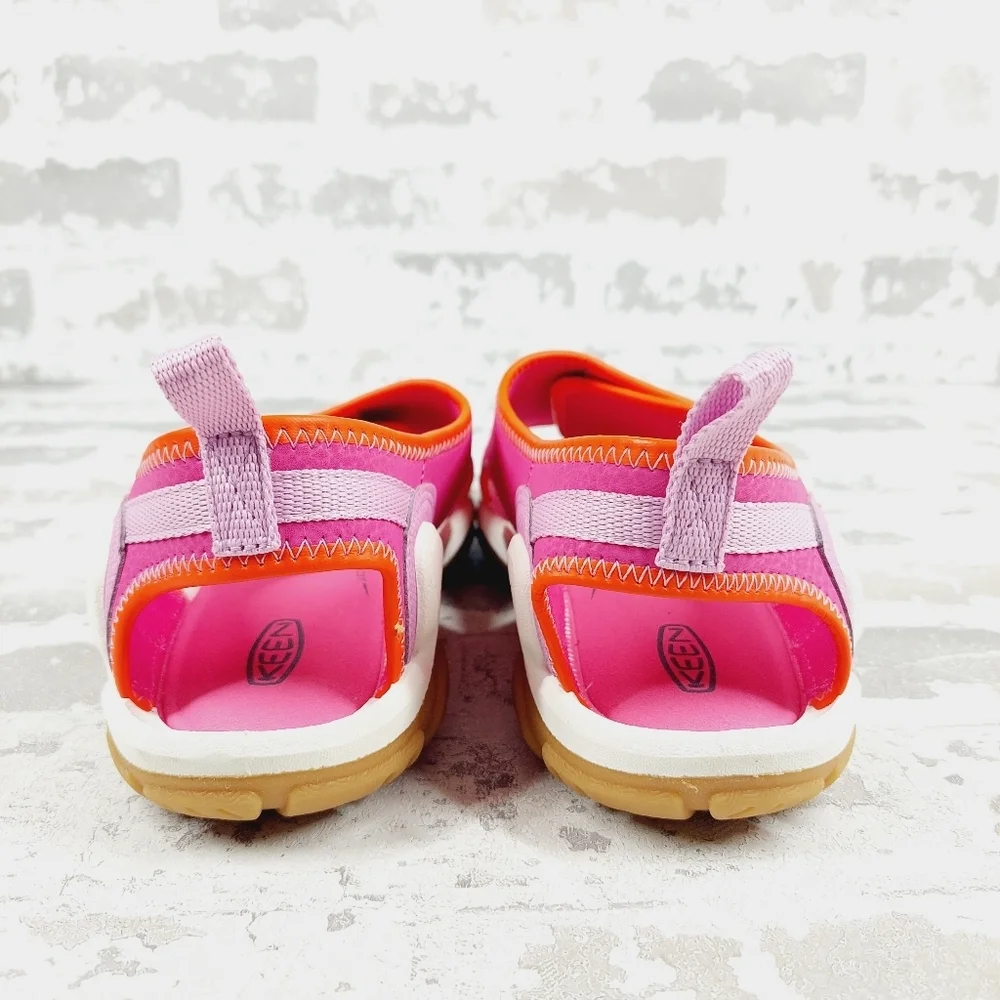 New KEEN Kids Knotch River Open Toe Pink Hook & Loop Sandals C385